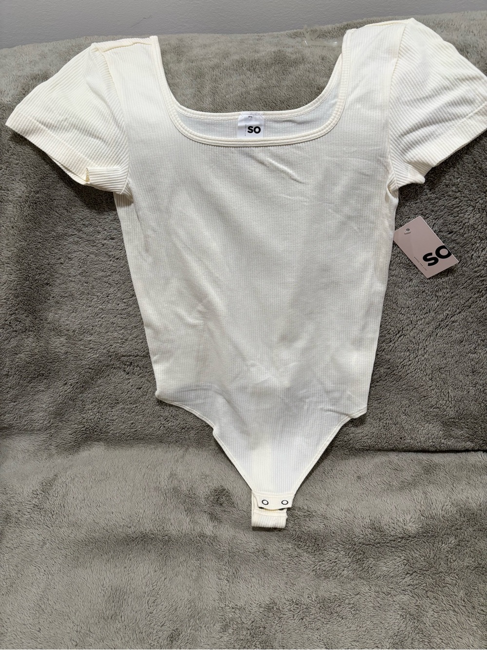 SO Cream Ribbed One-Piece Bodysuit